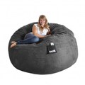 Slacker Sack 6-foot Round Charcoal Grey Microfiber and Foam Bean Bag