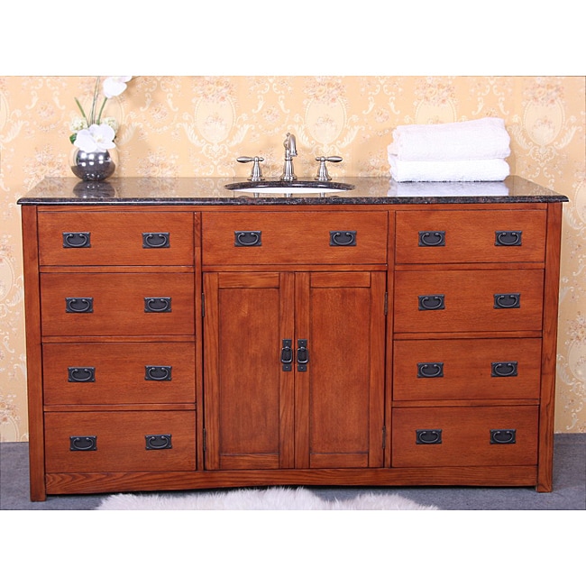 Granite Top 60 Inch Single Sink Bathroom Vanity 14283163 Overstock