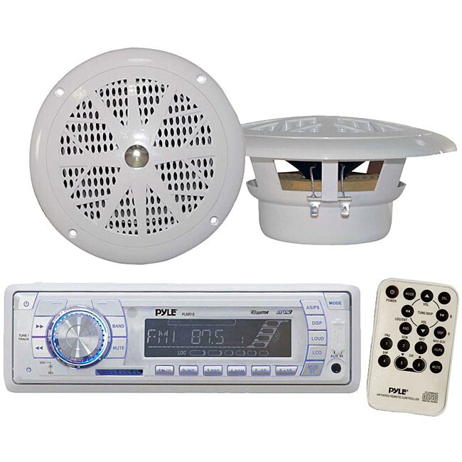 Pyle Marine AM/FM MPX Radio SD/USB Player and Dual Cone Speakers Set