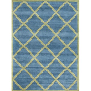 Alliyah Handmade Aqua New Zealand Blend Wool Rug (9' x 12')