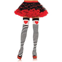 Leg Avenue Striped Stockings with Red Hearts-Image