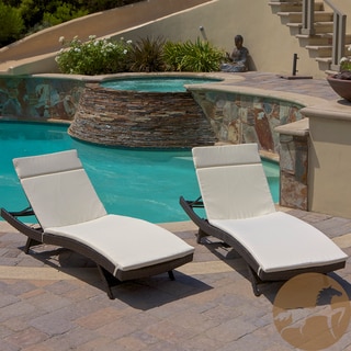 Christopher Knight Home Outdoor Brown Wicker Adjustable Chaise Lounge with Cushions (Set of 2)