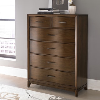 Lancashire Walnut Brown 6-drawer Curved Front Chest