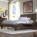 TRIBECCA HOME Lancashire Walnut Brown Curved Sleigh Queen-size Bed