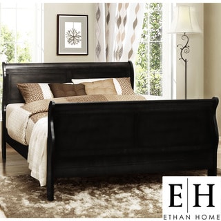 ETHAN HOME Canterbury Louis Phillip Black Queen-size Sleigh Bed