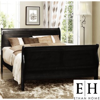 ETHAN HOME Canterbury Louis Phillip Black Twin-size Sleigh Bed