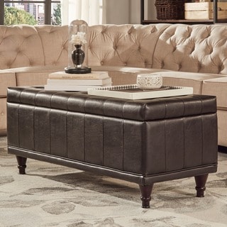 TRIBECCA HOME St Ives Lift Top Faux Leather Tufted Storage Bench