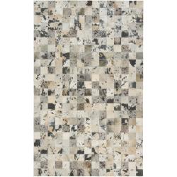 For sale Hand-crafted Grey Brindle Leather Animal Hide Trailblazer Rug (5' x 8')