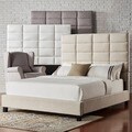 ETHAN HOME Sarajevo White Bonded Leather High Profile Tufted Queen-size Bed
