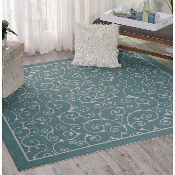Nourison Home and Garden Indoor/Outdoor Light Blue Rug (7'9 x 10'10