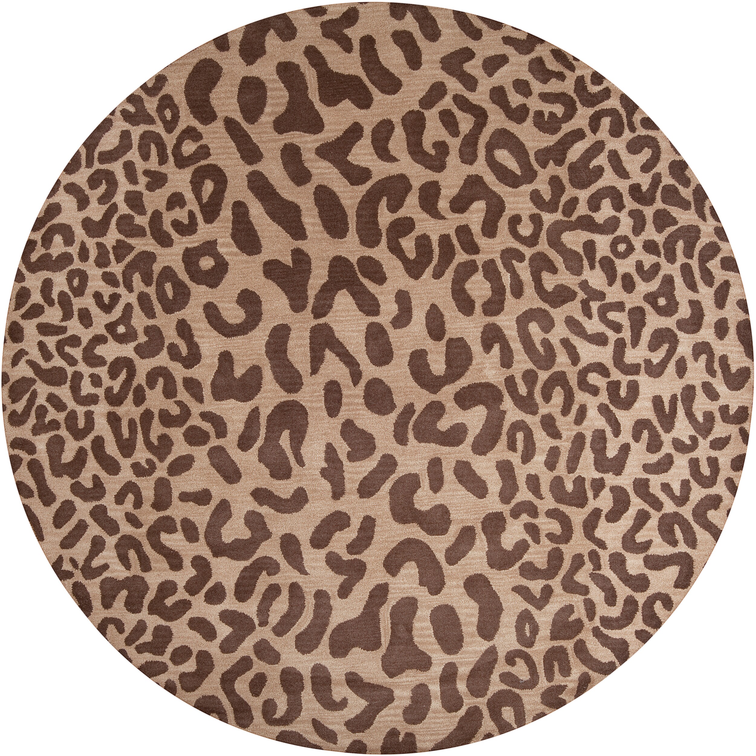 Handtufted Brown Leopard Castara Animal Print Wool Rug (4' Round
