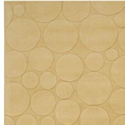 Candice Olson Loomed 'Scuddle' Yellow Geometric Circles Wool Rug (9' x 13')