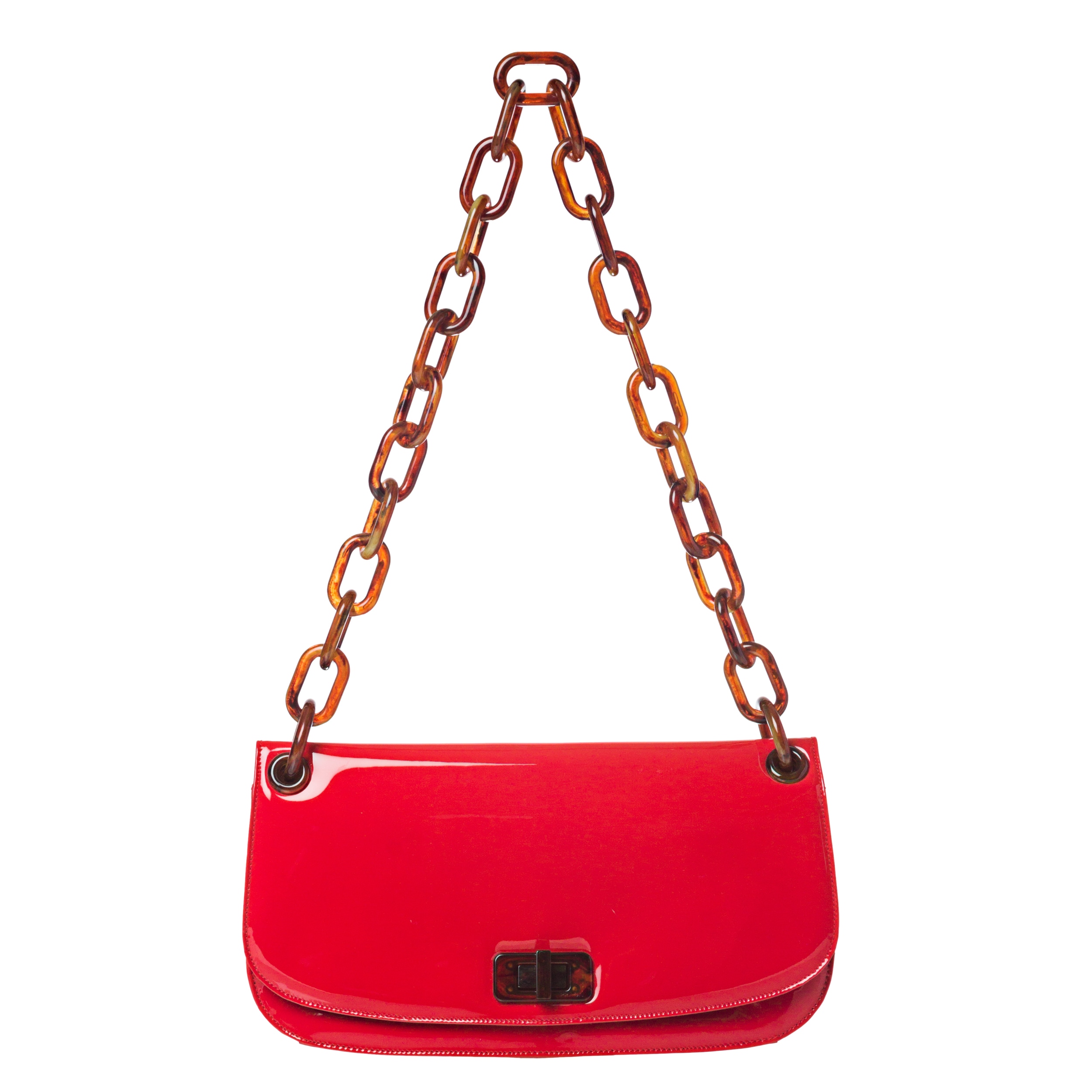 Prada \u0026#39;Madras\u0026#39; Red Patent Leather Shoulder Bag - 14294591 ...  