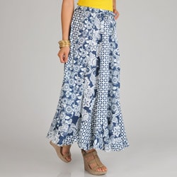 La Cera Women's Mix Print Stripwork Swirl Skirt