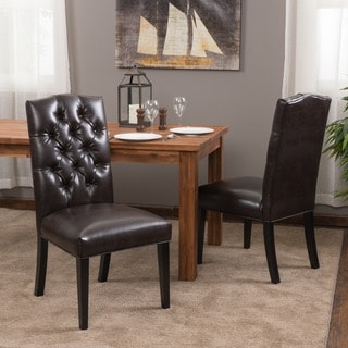 ===>  Christopher Knight Home Crown Top Leather Tufted Dining Chairs (Set of 2)