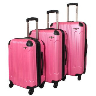 Rockland London Light Weight Expandable Pink 3-piece Hardside Spinner Upright Luggage Set