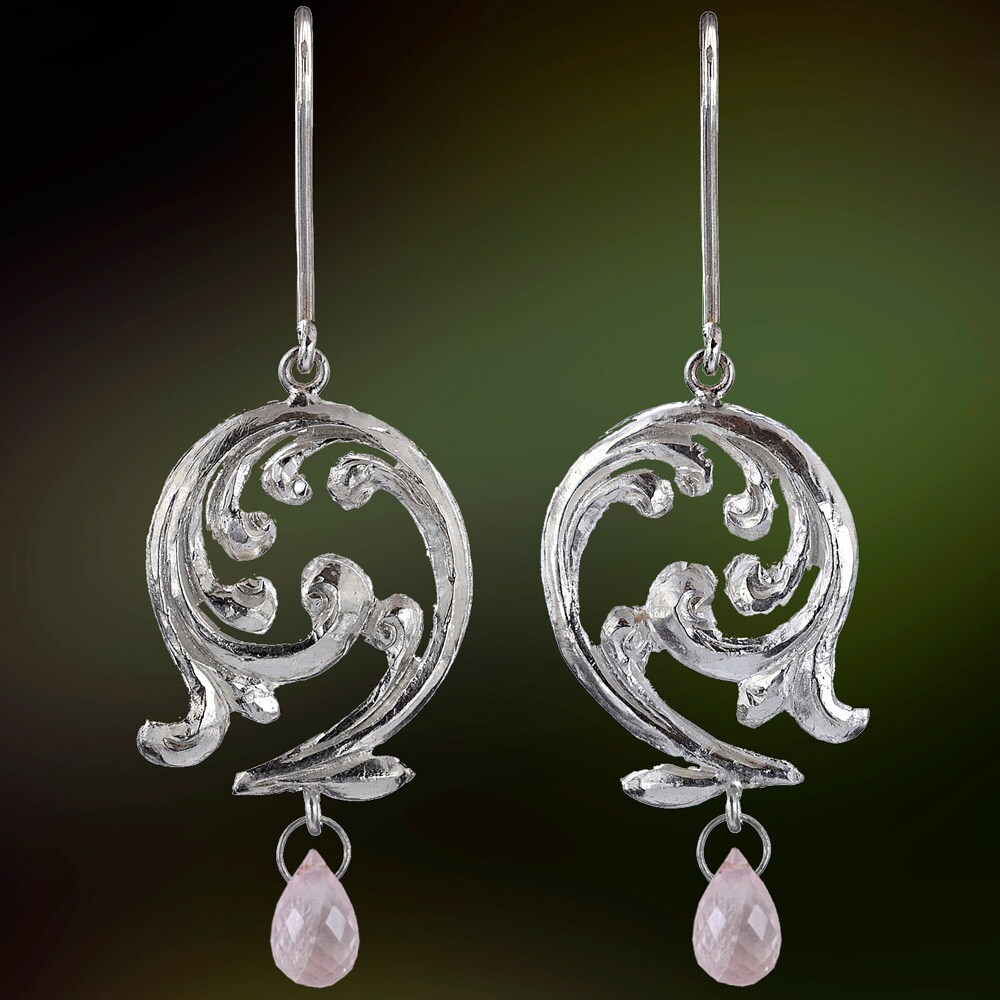 Ashanti 'Liya Wela' Sterling Silver & Rose Quartz Briolette Dangle