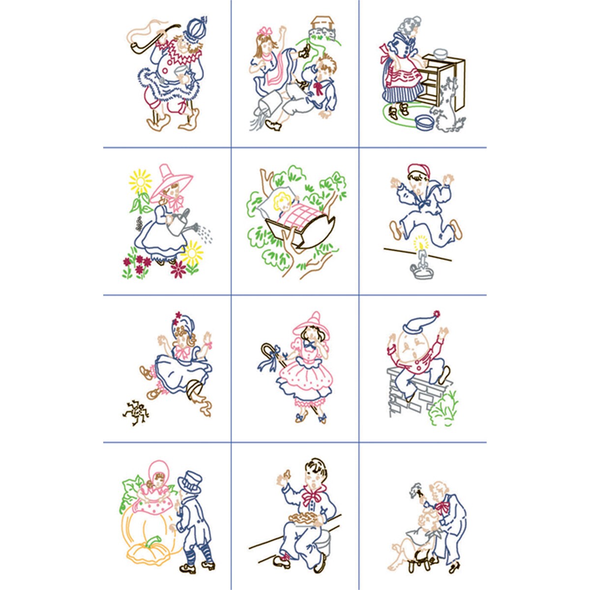 Stamped Baby Quilt Blocks 9"X9" 12/Pkg-Nursery Rhymes - Overstock ...