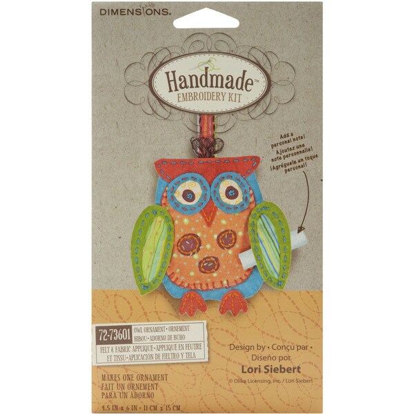 Handmade Owl Ornament Embroidery Kit-4-1/2"X6"