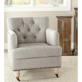 Safavieh Manchester Light Grey Brass Nailhead Club Chair