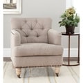 Manchester Taupe Brass Nailhead Club Chair