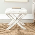 X-Bench Nailhead French Script White Ottoman