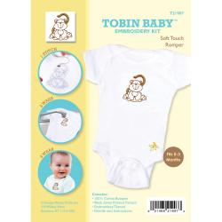 Tobin Baby Monkey Soft Touch Romper Embroidery Kit-Fits 0-3 Months-Image