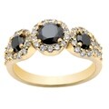 14k Gold 1 1/5ct TDW Round Black Diamond Ring (G-H, I1-I2)