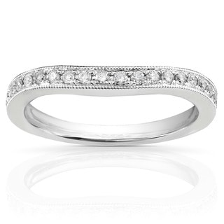 Annello 14k White Gold 1/5ct TDW Diamond Curved Wedding Band (H-I, I1-I2)