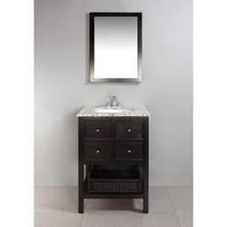 Low Price New Haven Espresso Brown 24-inch Bath Vanity with 2 Drawers and Dappled Grey Granite Top