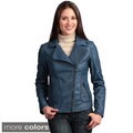 Collezione Italia Women's Faux Leather Asymmetrical Zip Jacket