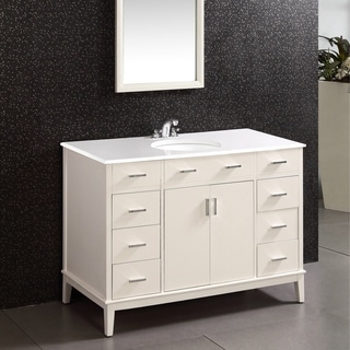 @@@ >  Oxford White 48-inch Bath Vanity with 2 Doors and White Quartz Marble Top