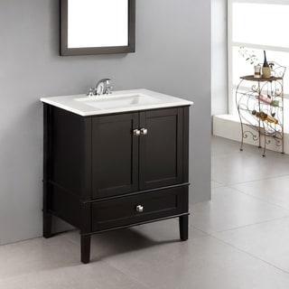 Huge Selection Windham Black 30-inch Bath Vanity with 2 Doors, Bottom Drawer and White Marble Top