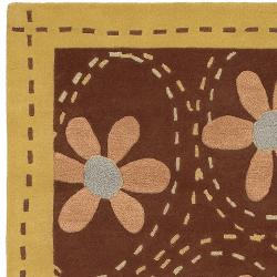 Hand-tufted Contemporary Gold Ashland New Zealand Wool Abstract Rug (9' x 13')