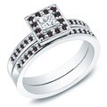 14k Gold 2/3ct TDW Princess Black and White Diamond Bridal Ring Set (H-I, I1-I2)