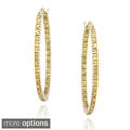 Icz Stonez Sterling Silver Cubic Zirconia Hoop Earrings (1 1/2ct TGW)
