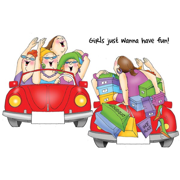 Art Impressions Girlfriends Cling Rubber Stamp-Shoppers Set