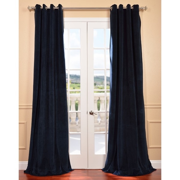 EFF Midnight Blue Grommet Velvet Blackout Curtain Panel