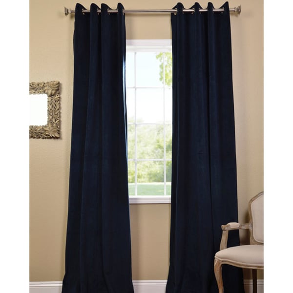 Midnight Blue Grommet Velvet Blackout Curtain Panel Overstock
