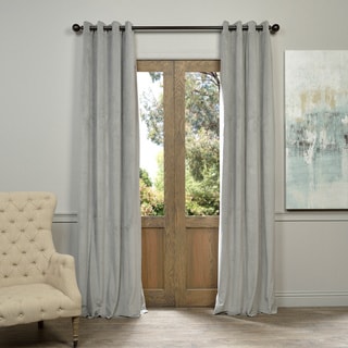 Grommet Silver Grey Velvet Blackout Curtain Panel