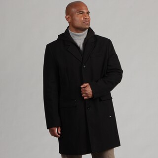 Black Rivet Men's Hooded Wool Blend Topper Coat