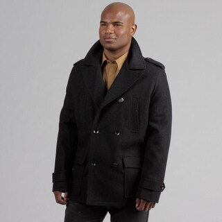 Black Rivet Men's Wool Blend Pea Coat