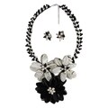 Handmade Floral Zebra Print Mother of Pearl Jewelry Set (Thailand)