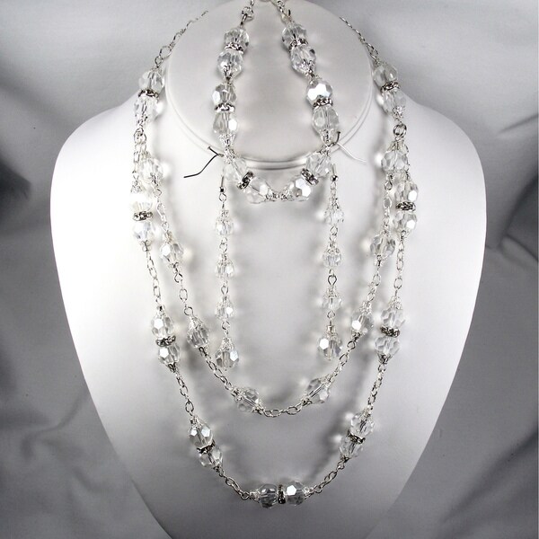Silverplated Clear Crystal Wedding Jewelry Set 14317440 Overstock