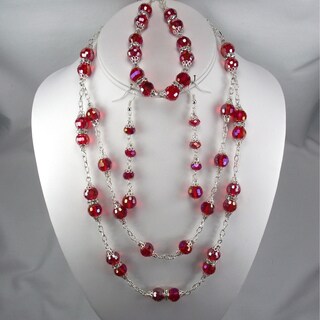 Silverplated Light Red Crystal Wedding Jewelry