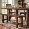 TRIBECCA HOME Swindon Rustic Oak Turnbuckle Dining Bench