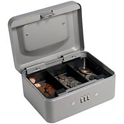 Barska Gray Six-inch Metal Combination-lock Three-comparment Cash Box