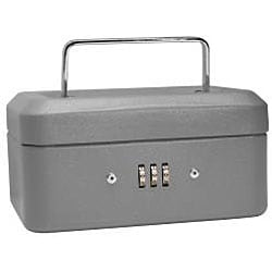 Barska Gray Six-inch Metal Combination-lock Three-comparment Cash Box