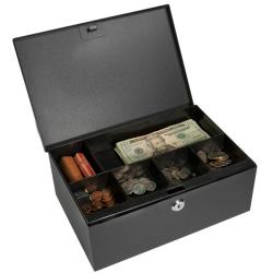 Barska 17-inch Cash Box and 6 Compartment Coin Tray with Key Lock
