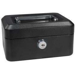 Barska Six-inch Black Steel Three-compartment Cash Box with Key Lock